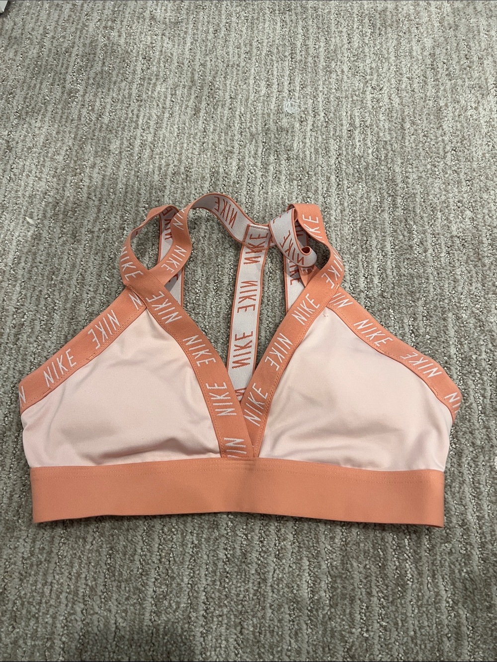Nike Peach and Light Pink Strappy Sports Bra